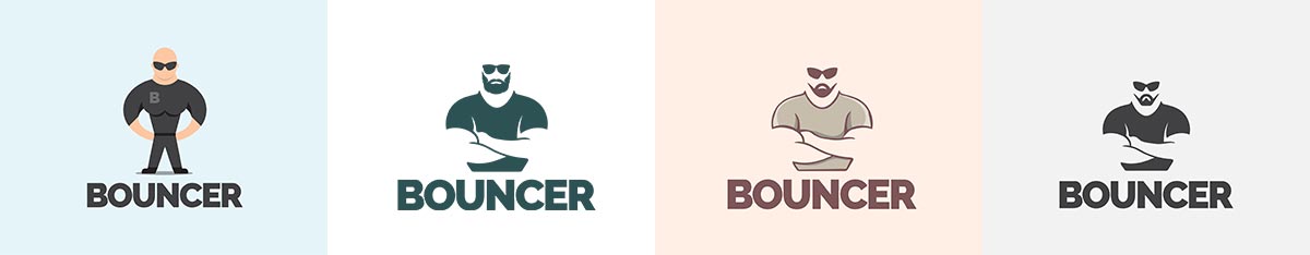 Bouncer early logo drafts